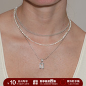 SOFT 限时四折秒杀 ROOM方块天然白水晶项链叠戴小众礼物配饰