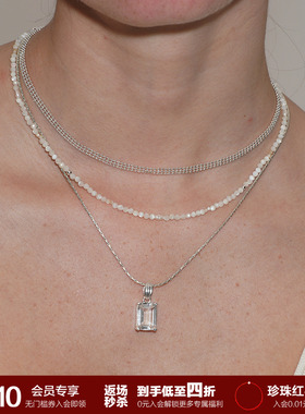 【限时四折秒杀】SOFT ROOM方块天然白水晶项链叠戴小众礼物配饰