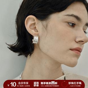 ROOM雕花素圈耳环灯笼花纯银耳针小众设计 SOFT 限时四折秒杀