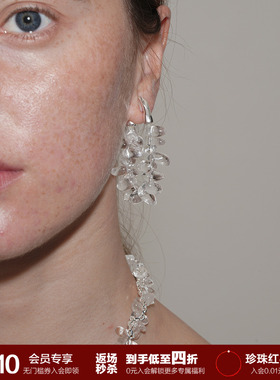 【限时四折秒杀】SOFT ROOM天然白水晶花环耳环多戴银针小众设计