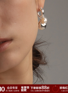 SOFTROOM天然珍珠海滴素圈耳环多戴法韩系极简配饰小众原创设计