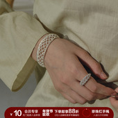 SOFT ROOM镂空月牙戒指网格纹配饰女小众设计高级感轻奢简约百搭