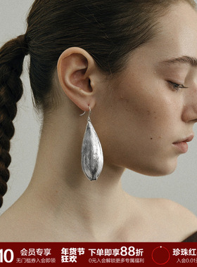 SOFT ROOM游迹双面肌理耳环纯银耳针小众设计极简轻奢时尚高级感
