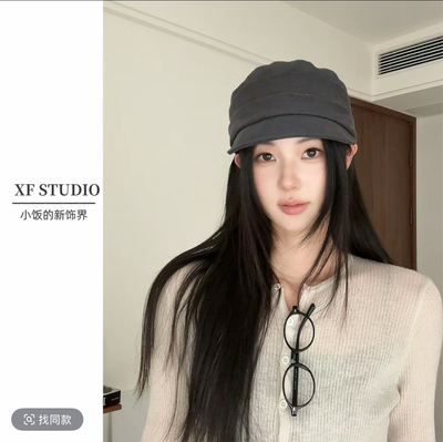 【xf studio】小饭的日系复古显脸小平顶褶皱马术报童帽