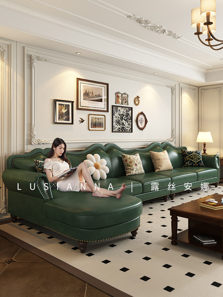 Vintage Leather Corner Sofa: Dark Green Waxed Wood - Buy from Taobao, China | Shopme Agent