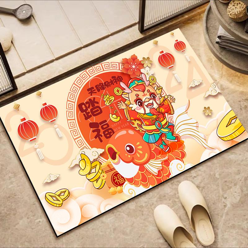 浴室喜庆硅藻泥地垫防滑吸水速干脚踏耐脏垫洗手间厕所门口入户毯