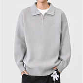 HMN 宽松百搭休闲毛衣外套 男女新款 Studio美式 复古翻领POLO针织衫