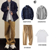 工装 2024新款 丹宁牛仔外套男翻领夹克明线上衣 Studio春秋季 HMN