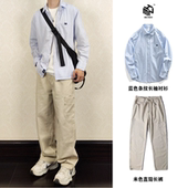 HMN 日系cityboy休闲蓝色纯棉衬衣外套 春秋季 Studio条纹长袖 衬衫