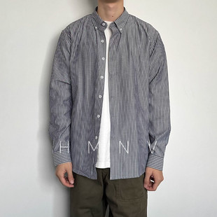 条纹衬衫 HMN 长袖 春秋日系复古开衫 男休闲潮流衬衣 Studio2024新款