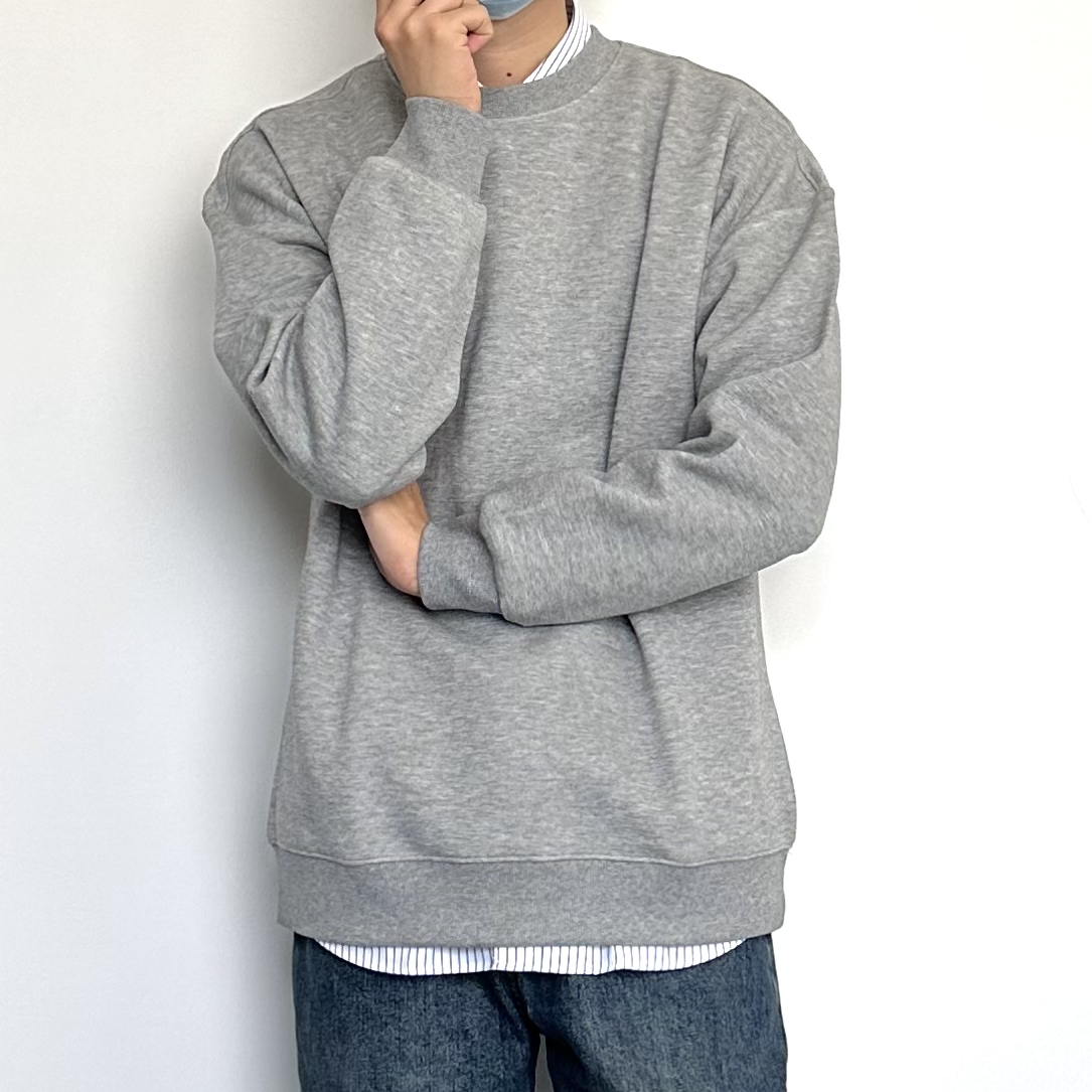 HMN Studio360g重磅圆领卫衣男2024款春宽松休闲外套简约百搭纯色