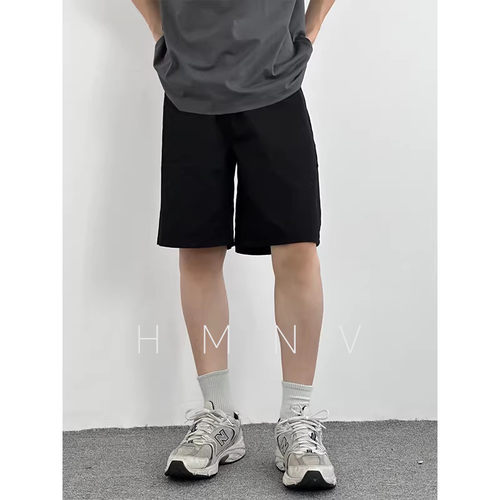 HMN Studio美式复古休闲百搭显瘦直筒五分裤男女cleanfit牛仔短裤