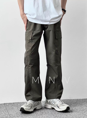 HMN Studio春秋款美式户外潮牌休闲工装裤男2024新款阔腿冲锋裤