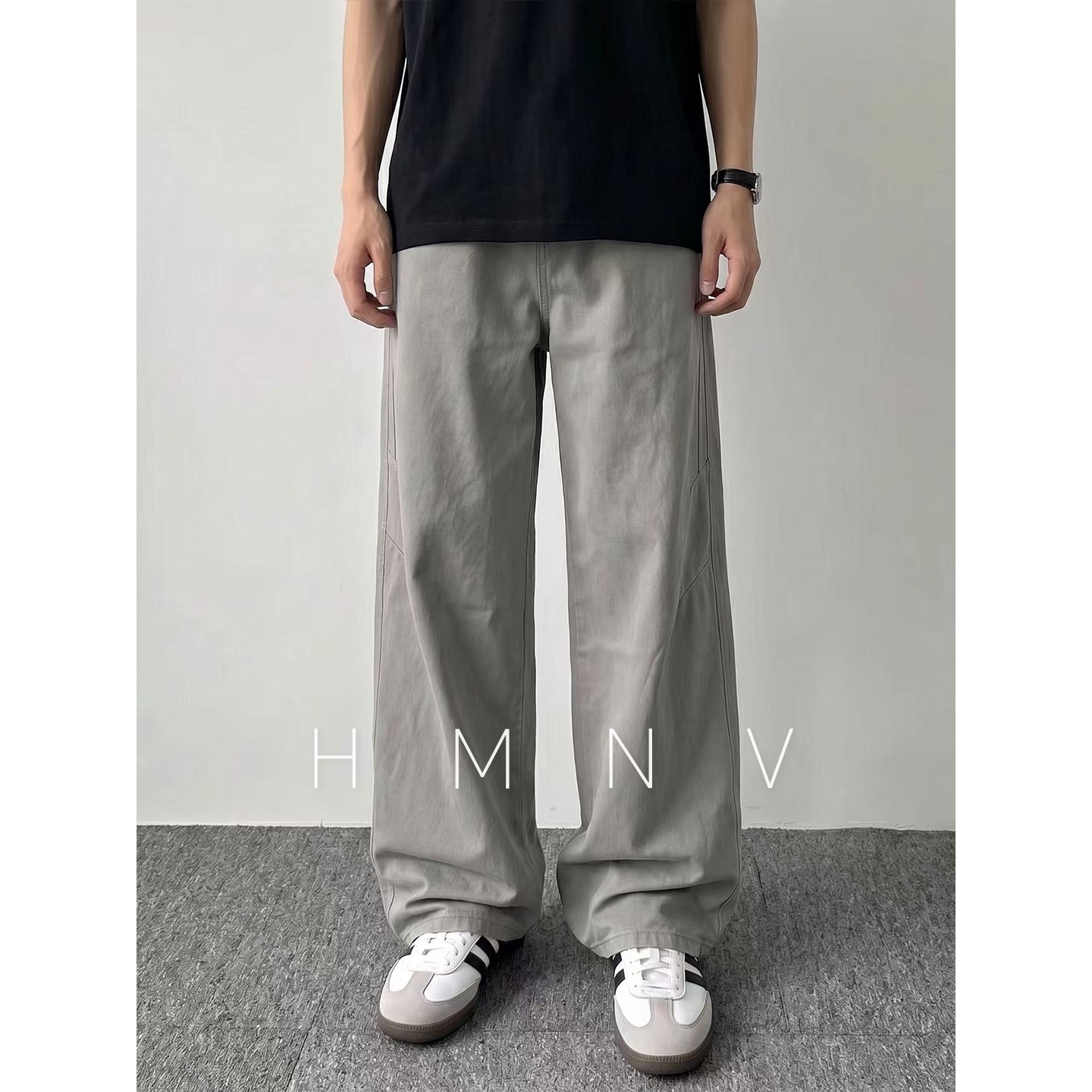 HMNV美式复古水洗休闲裤男女中性款宽松直筒阔腿潮牌工装长裤图片