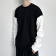 HMN T恤 黑白撞色假两件休闲宽松上衣圆领长袖 Studio2024春季 新款