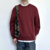 HMN Studio日系复古重磅420g圆领卫衣纯色基础款 宽松休闲套头卫衣