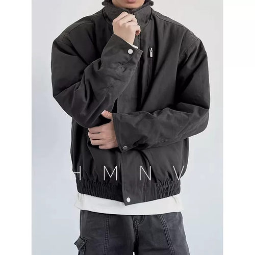 HMN Studio座山雕bomber工装立领棉衣外套冬季复古宽松一体毛棉服
