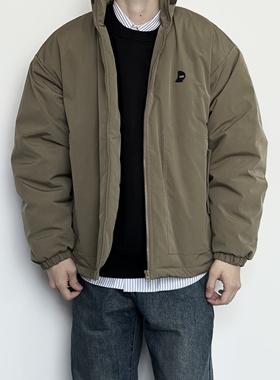 HMN Studio日系复古简约高级立领棉服冬季男美式休闲工装棉衣外套