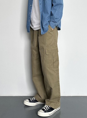 HMN Studio2024春秋新款日系复古多口袋直筒工装裤阔腿休闲长裤男
