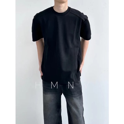 HMN Studio美式复古300g重磅纯色短袖t恤男宽松简约cleanfit打底