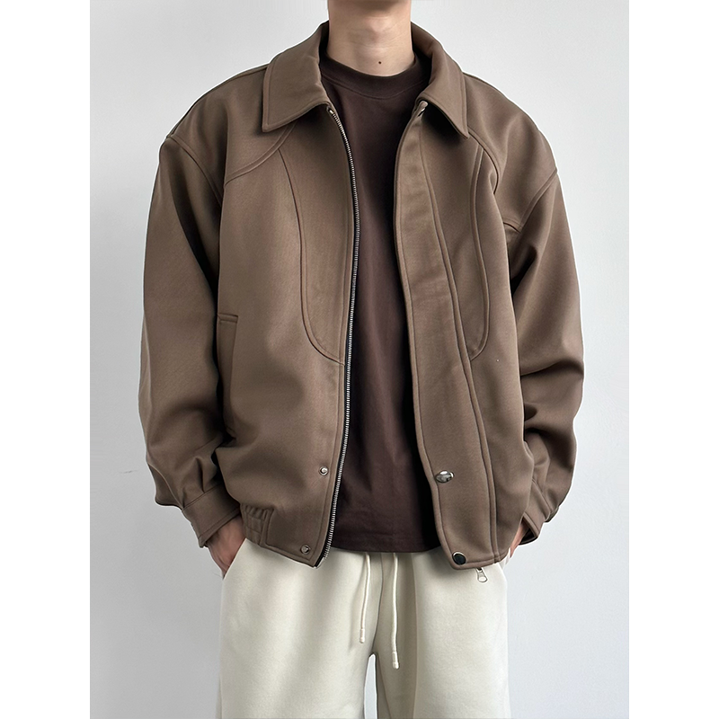 HMN Studio美拉德解构毛呢外套男女秋季美式复古vibe翻领拼接夹克