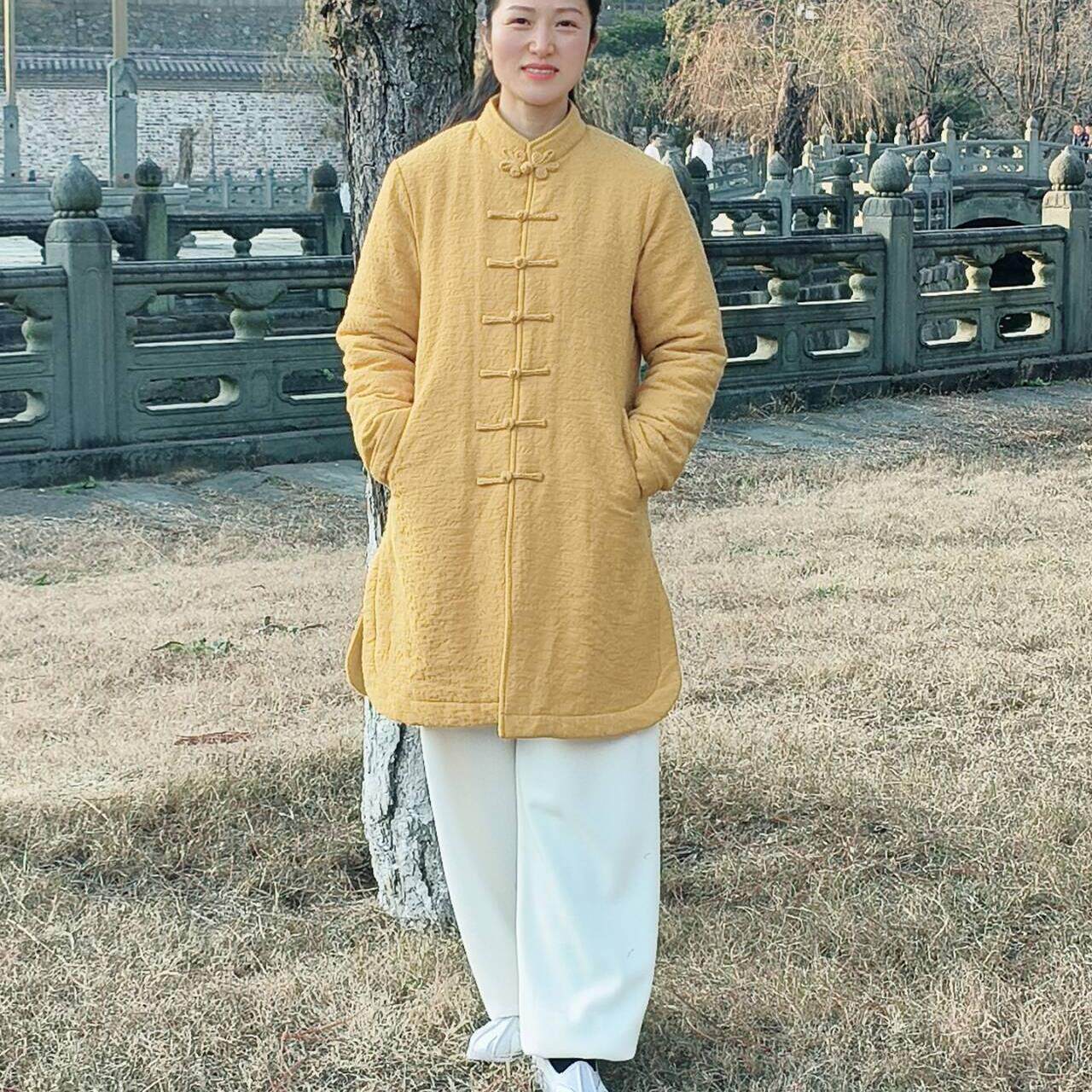 道行布衣棉麻横纹提花内里加棉加厚冬款棉服男女同款练功服