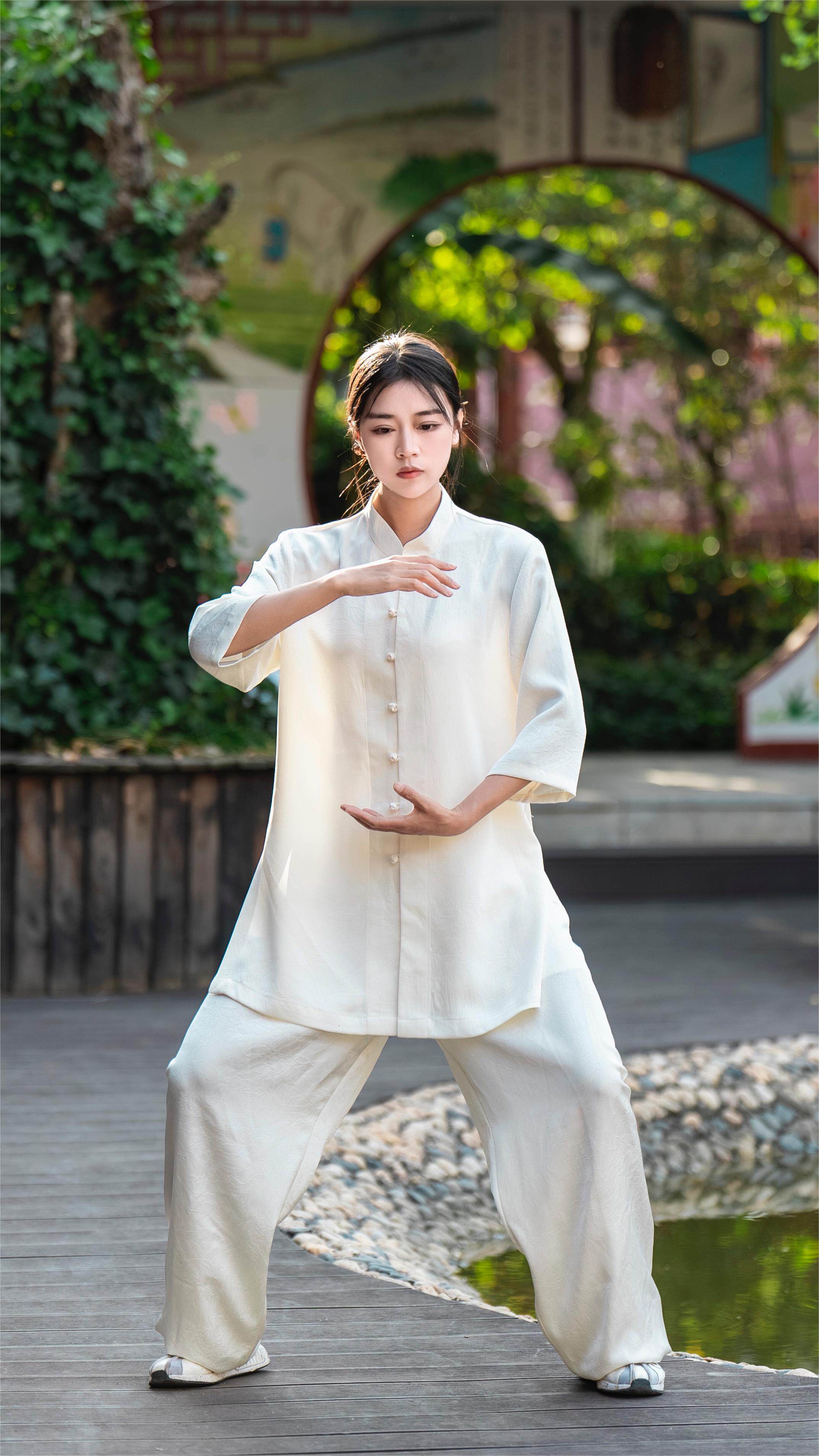 （男女同款）醋酸云锦七分袖太极服春夏款中国风套装练功服武术服