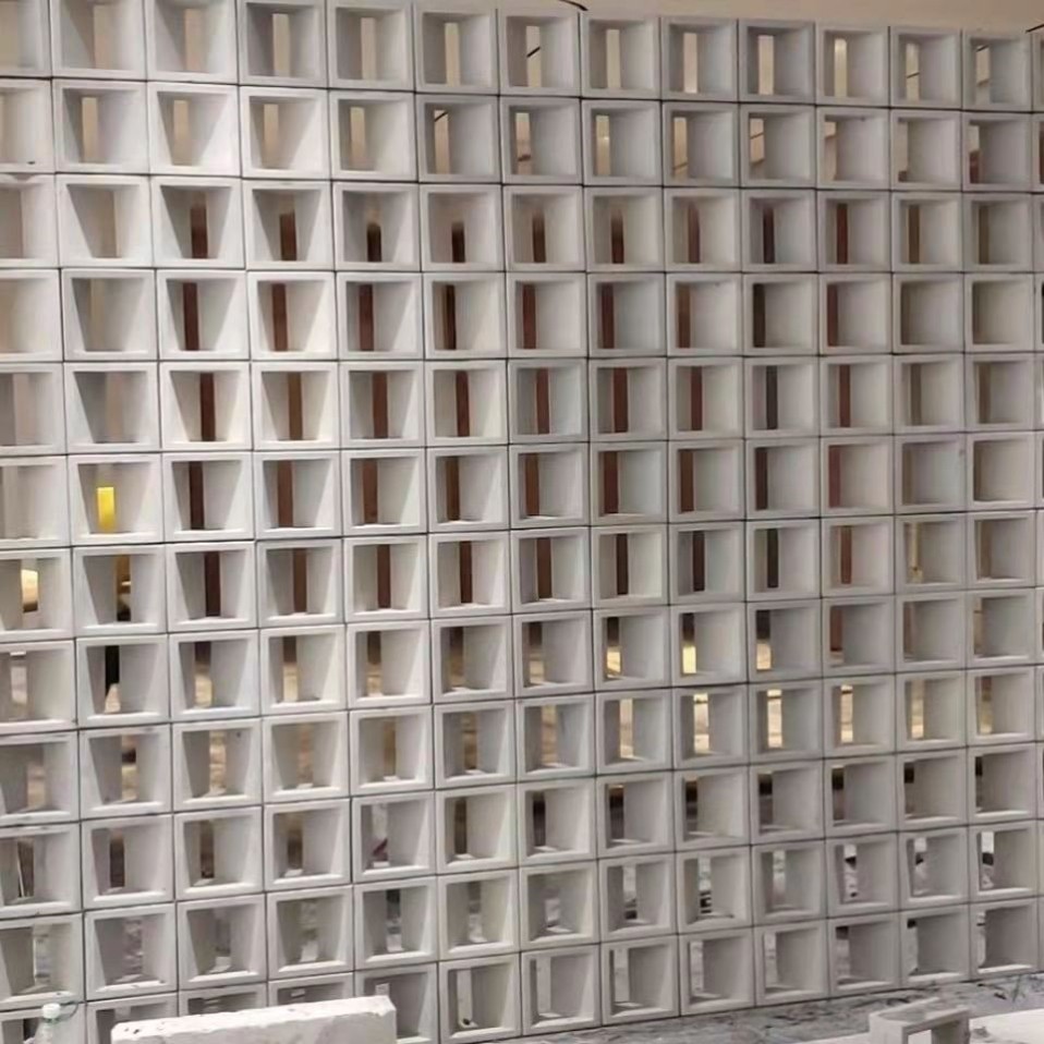 九宫格砌块背景墙展厅网红会所立体空心砖室内pu构件艺术水泥室外