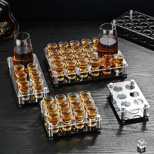 酒吧KTV洋酒杯子弹杯小号shot杯套装 一口杯小酒杯分酒器亚克力架
