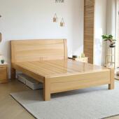 实木床榉木床加厚简约实木主卧卧室1.5米1.8米双人床大床外贸