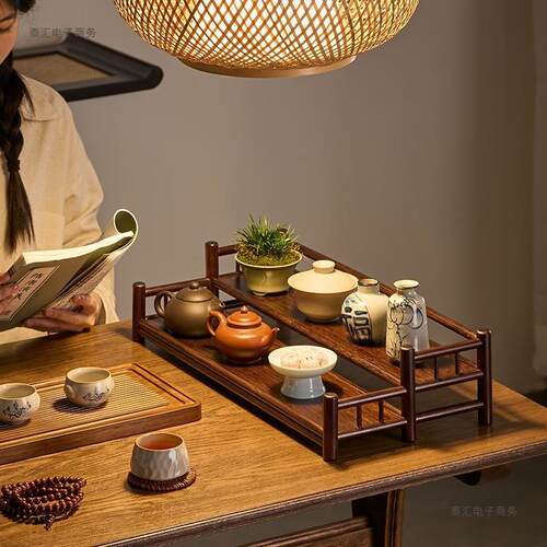 茶杯架子中式小型博古架茶具茶壶茶桌桌面摆件复古置物架展示架