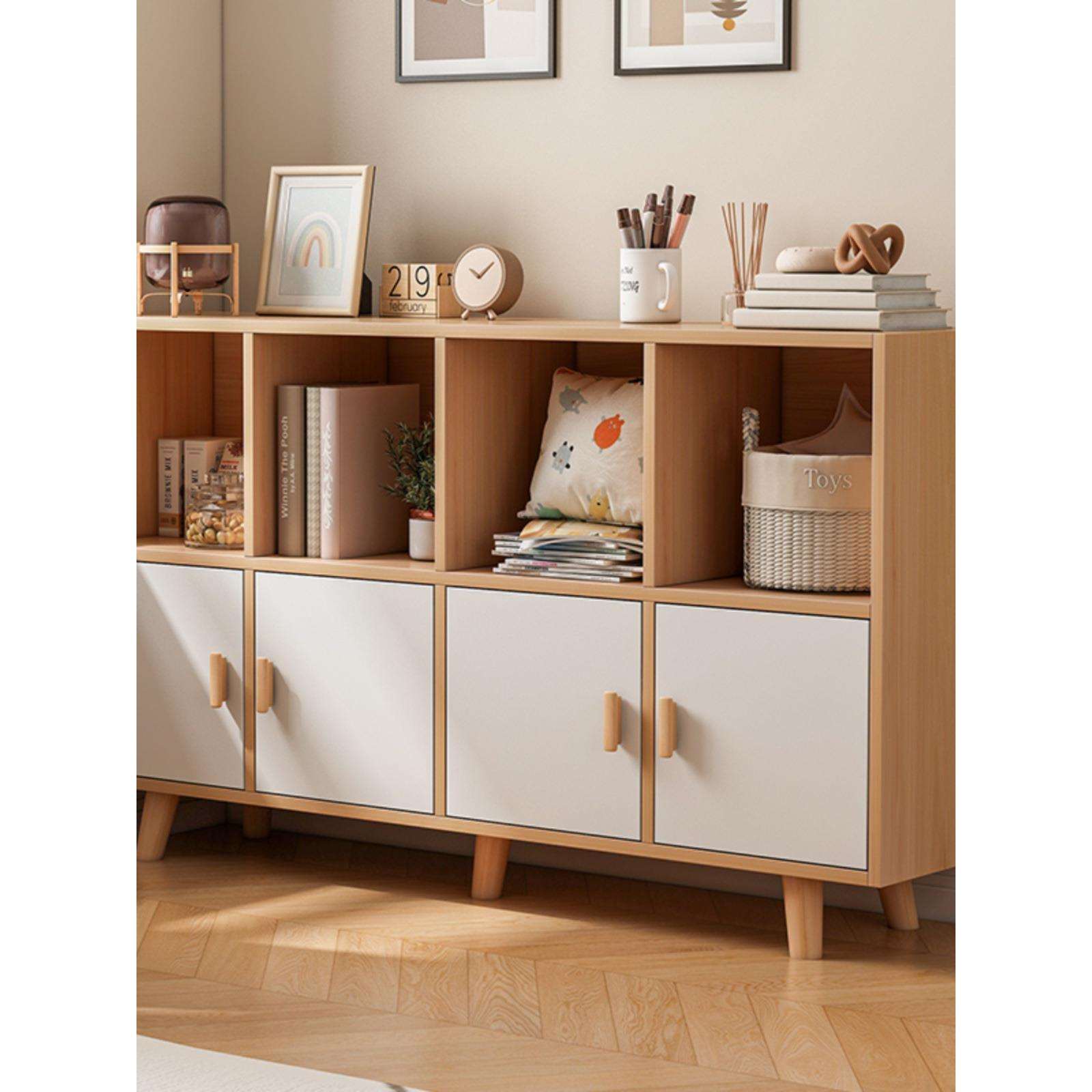 书柜置物架日式简易落地卧室柜储物架子客厅家用置物柜多层收纳柜