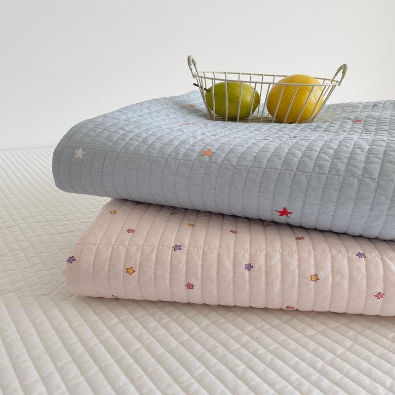 韩风小星星绗缝夹棉单人床盖两件套双面纯棉加厚床单软垫榻榻米++