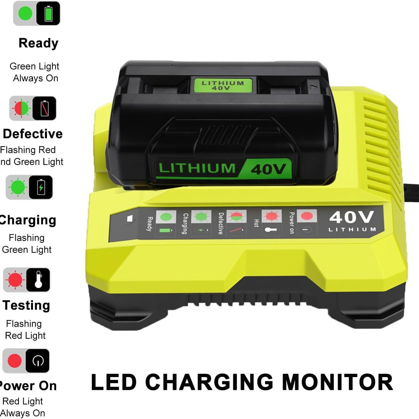 适用于Ryobi利优比40V快速充电器利优比OP400电动工具电池充电器