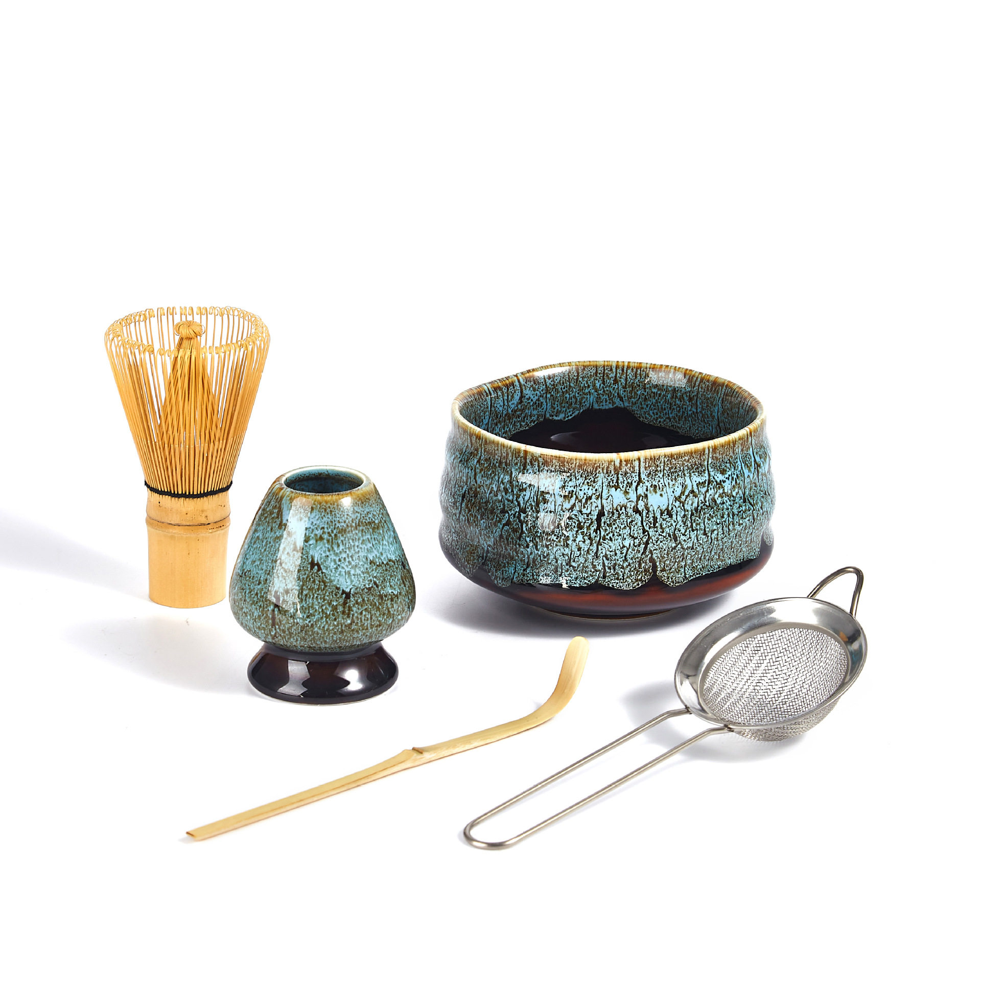 跨境新品抹茶工具套装茶筅立抹茶五件套珍珠棉内衬包装百本立现货