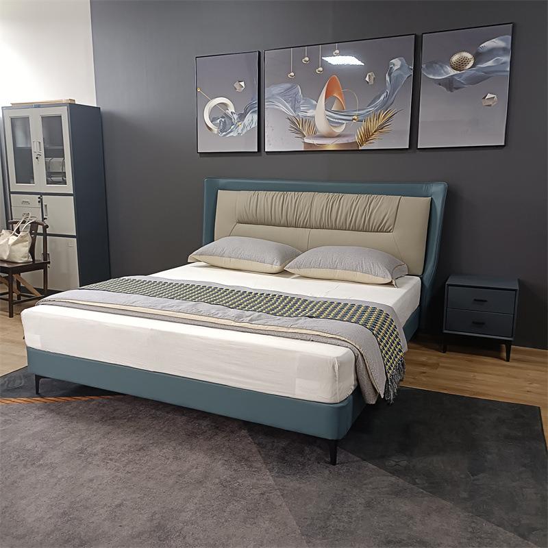 新款超纤皮床现代简约小户型1.5卧室民用双人床纳帕真皮皮艺软床