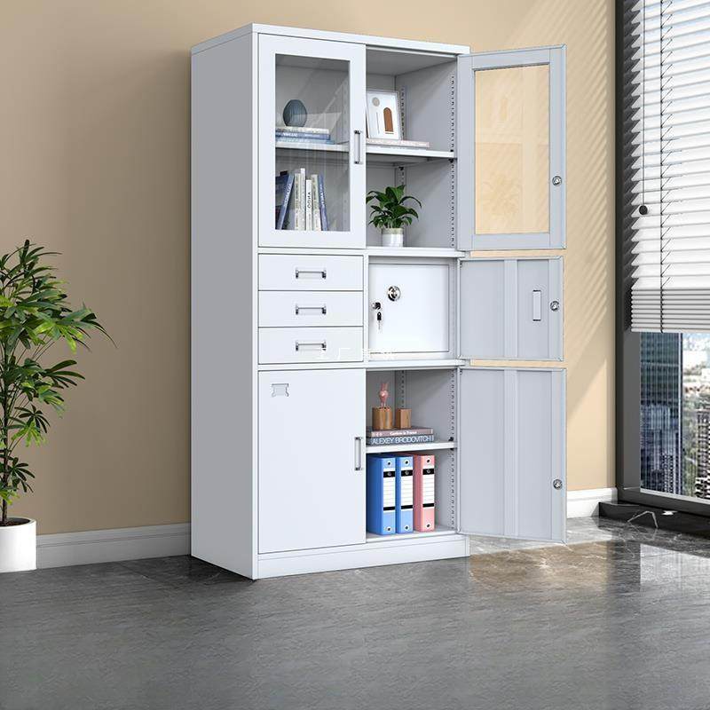 偏三保文件柜办公室铁皮资料档案柜带锁多层凭证柜密码锁抽屉书柜