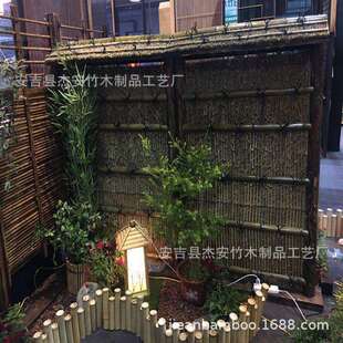 竹子景观竹庭院竹篱笆竹灯笼各式竹隔断设计篱笆小区绿化氛围装饰