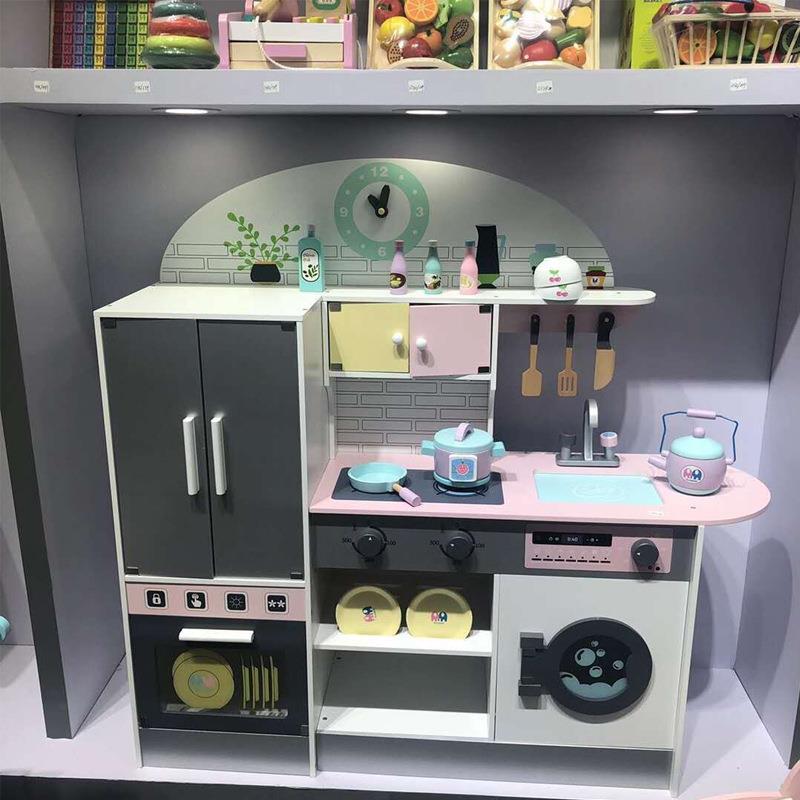 木质儿童过家家做饭煮饭男女孩大型仿真冰箱厨房C款厨具玩具套装