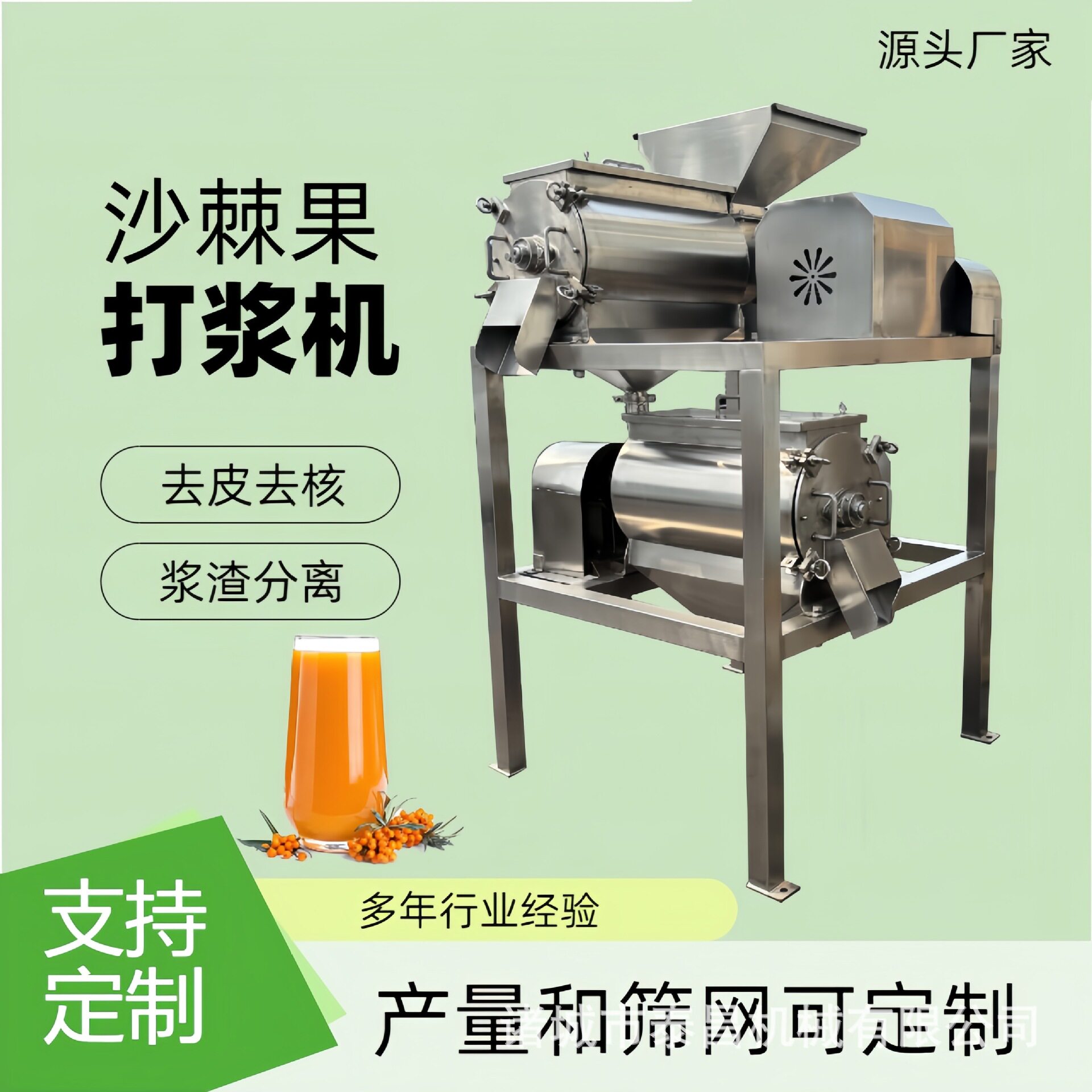 沙棘芒果去核打浆浓缩汁加工机