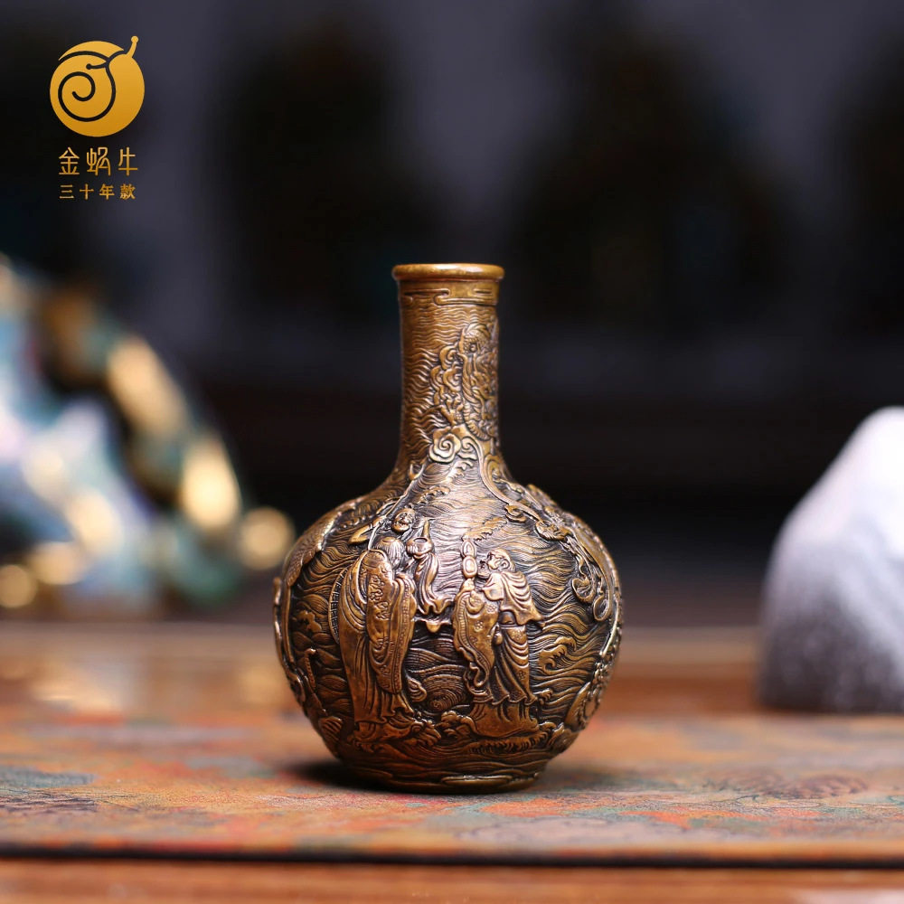 金蜗牛 12#罗汉天球瓶紫铜器居家玄关办公室书房摆件铜工艺品