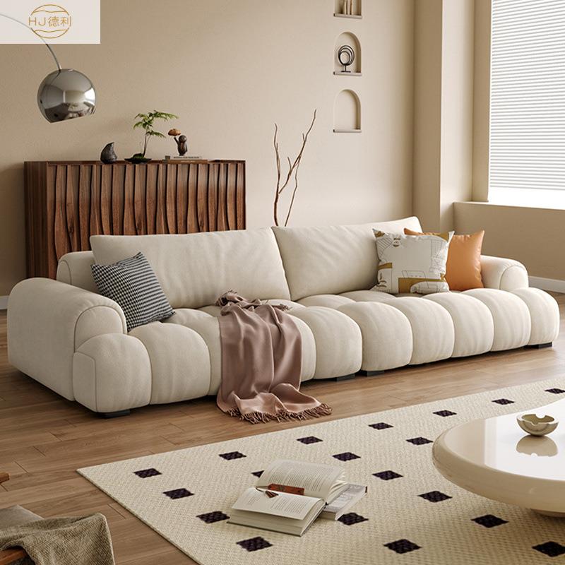 意式奶油风钢琴键沙发客厅简约现代大小户型家用直排猫抓布艺沙发