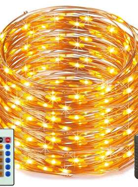 热销50米500led遥控铜线灯串圣诞室内户外装饰铜丝灯串