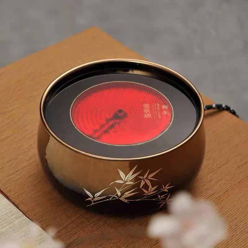 莺歌烧电陶炉煮茶炉家用电茶炉铁壶银壶用泡茶煮茶器上金下黑银竹