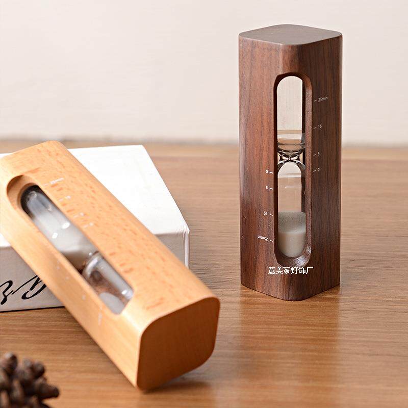 胡桃木沙漏计时器办公室桌面实木复古风玻璃摆件创意个性装饰摆件