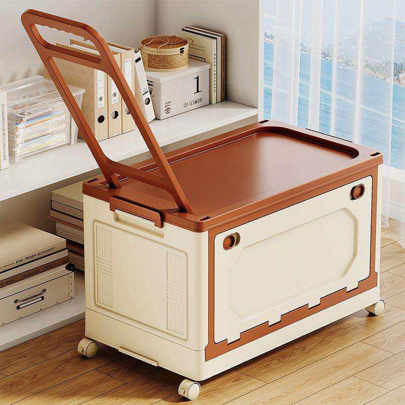 书本收纳箱大容量宿舍家用学生教室可折叠带滑轮拉杆整理储物箱子