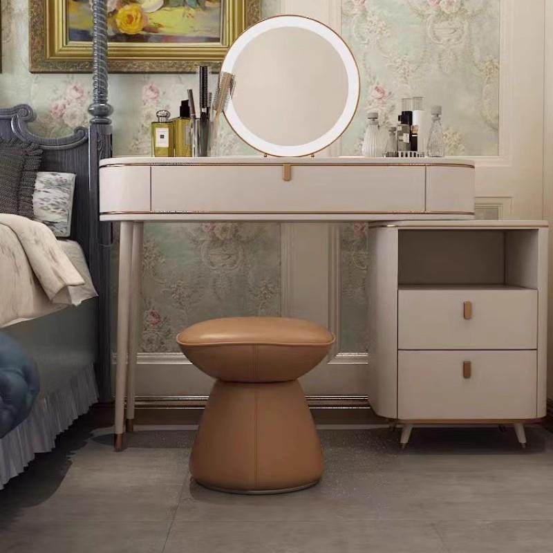家用客厅中古实木矮凳高端轻奢卧室化妆凳可旋转网红款梳妆凳简约