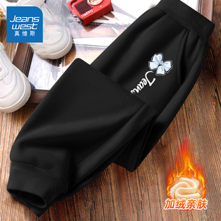 真维斯女童加绒裤子运动裤秋冬款一体绒女大童保暖裤冬季儿童裤子