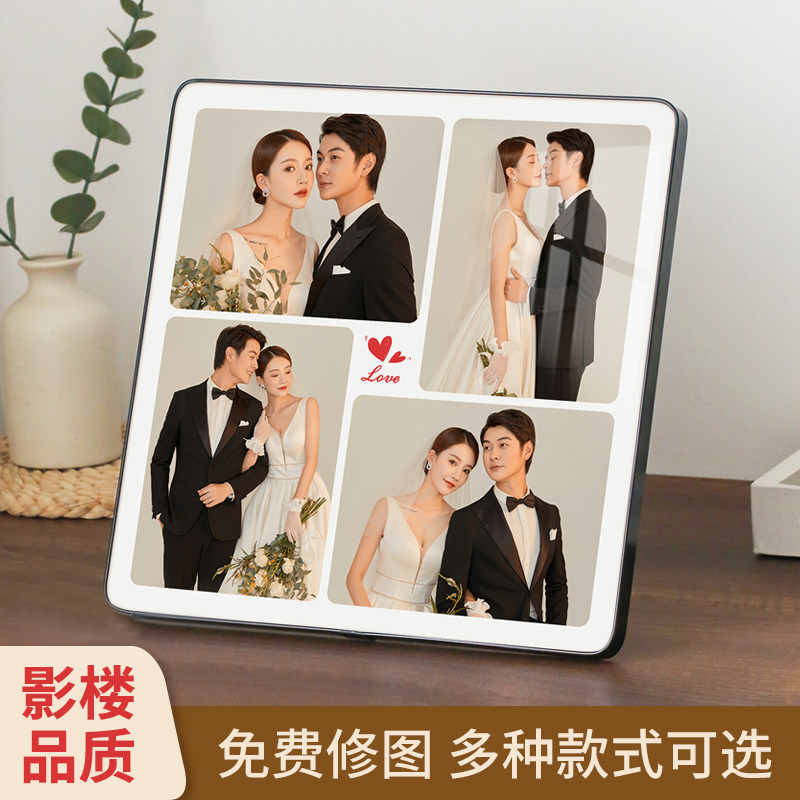 婚纱照片定制相框摆台洗儿童宝宝相片放大打印结婚照挂墙9宫格九4