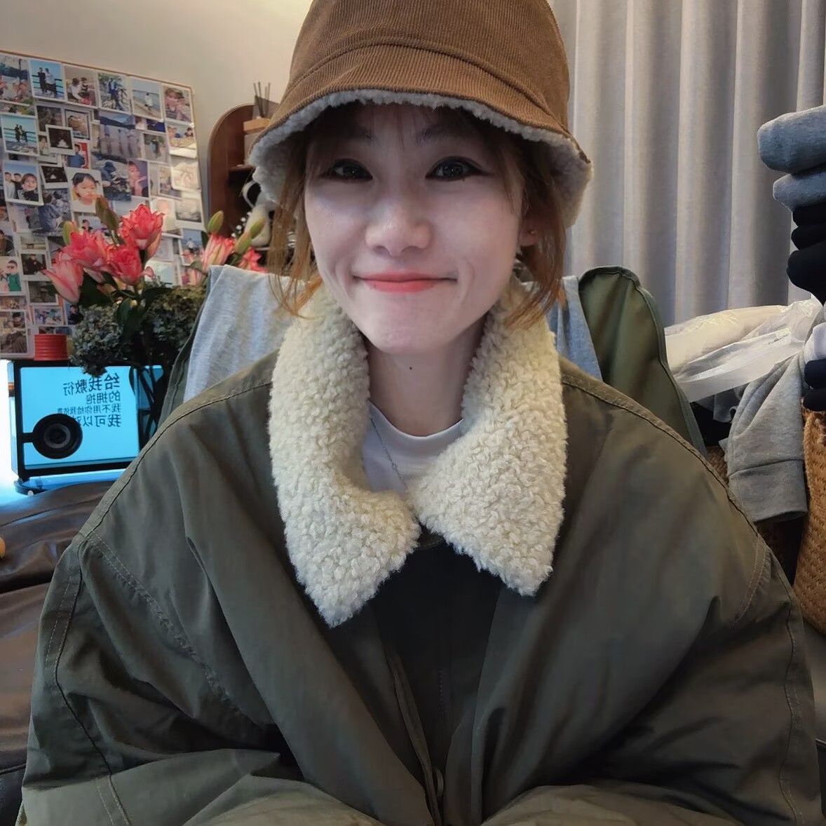 军绿色棉服女2025冬季新款美式休闲百搭毛毛领夹棉保暖加厚外套